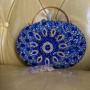 Elegant Blue Crystal Clutch